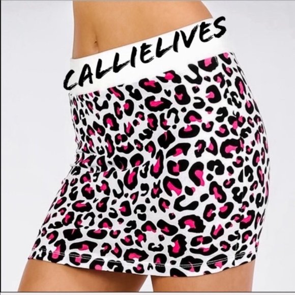 Dresses & Skirts - White Pink Panther Print Mini Skirt